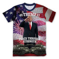 45 Trump 47 – Peace Through Strength All-Over Print T-Shirt